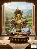 Handcrafted White Tara / Dolkar Statue - The Buddha of Longevity & Compassion