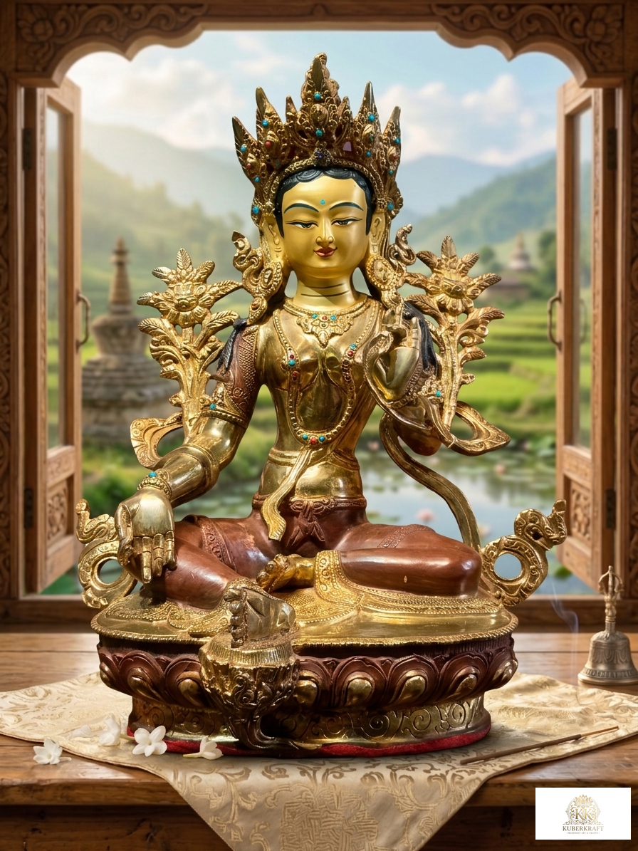 Handcrafted Dolma (Green Tara) – Symbol of Compassion, Protection & Enlightenment
