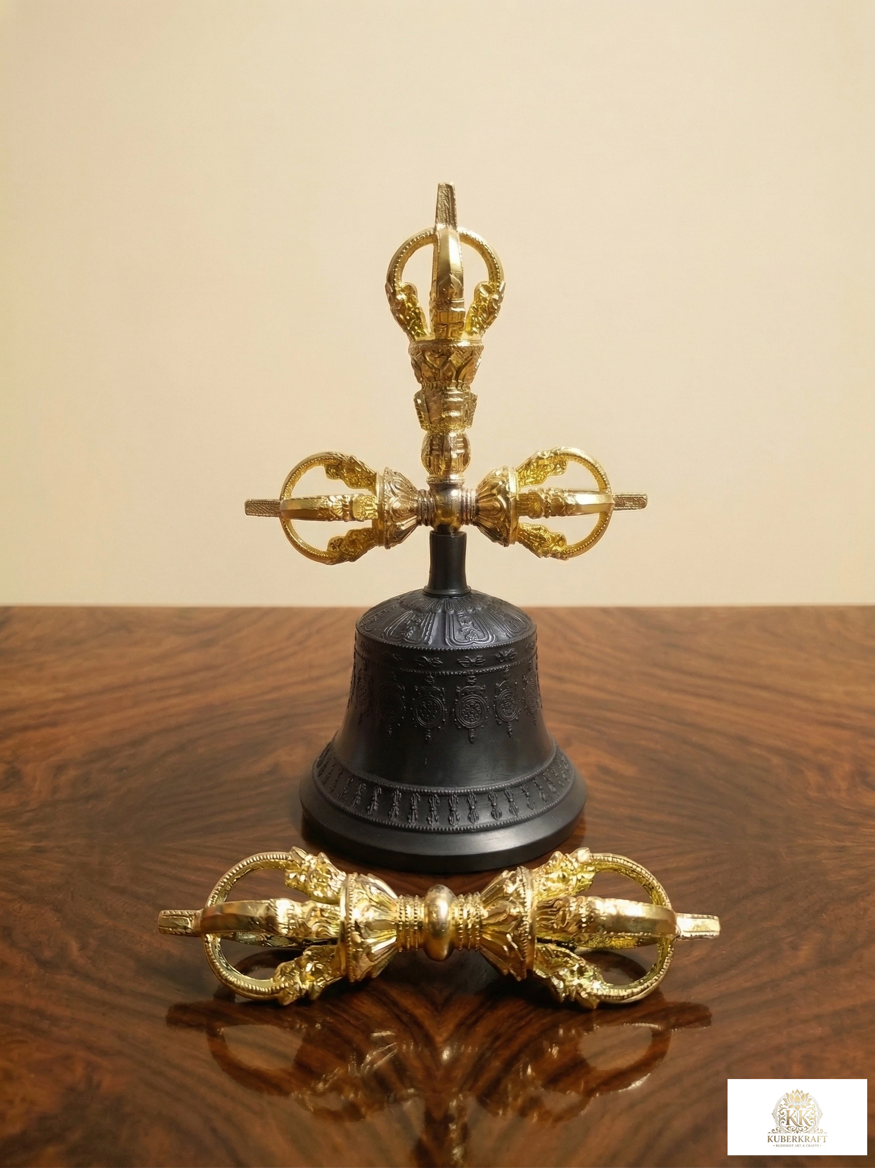 Traditional Tibetan Buddhist Ringing Bell - Antique Finish