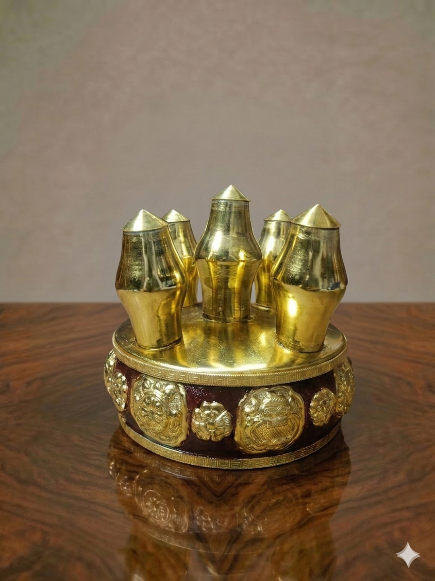 5 Headed White Metal Mendel (Maroon & Golden)