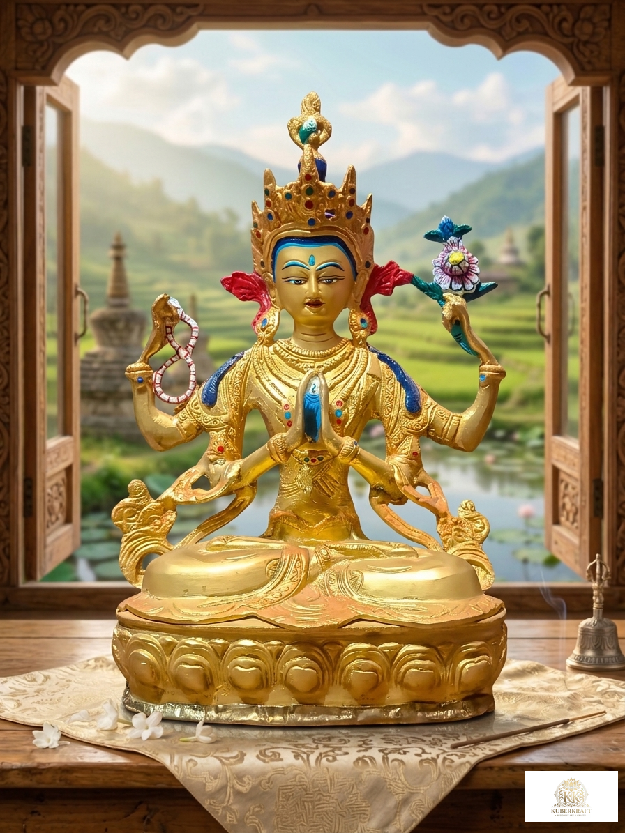 Four-Armed Chenrezig / Avalokiteshvara Statue - The Bodhisattva of Compassion