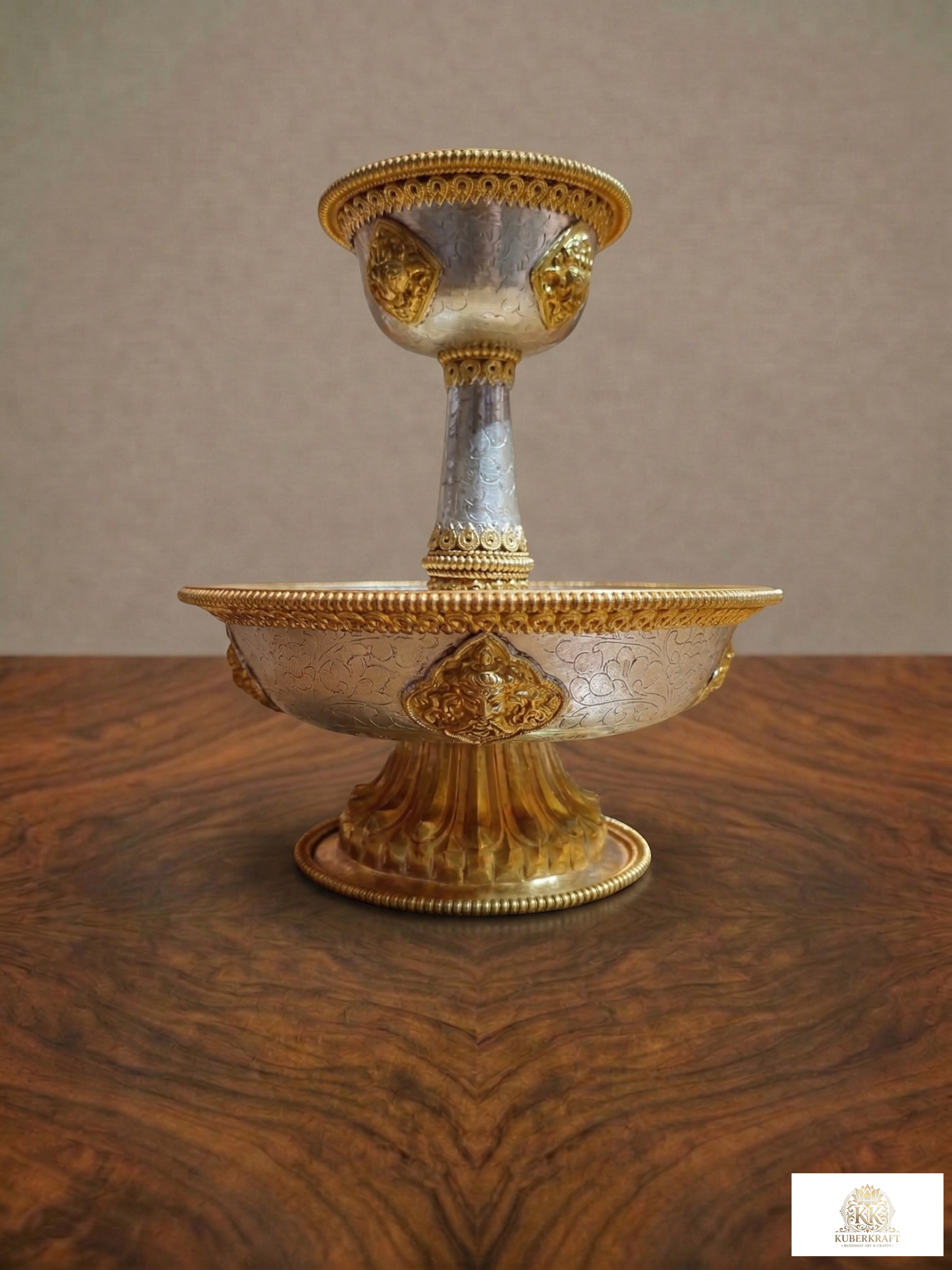 Traditional Tibetan Serkyem (Golden Drink Offering Set)