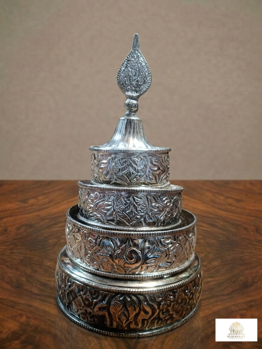 Traditional Tibetan Mandala Offering Set (Mendel) - Carved