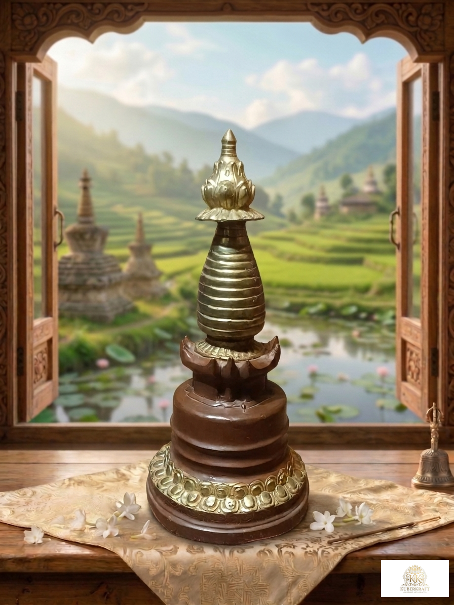 Handcrafted Traditional Kadam Chorten (Kadampa Stupa) - Reliquary of the Awakened Mind